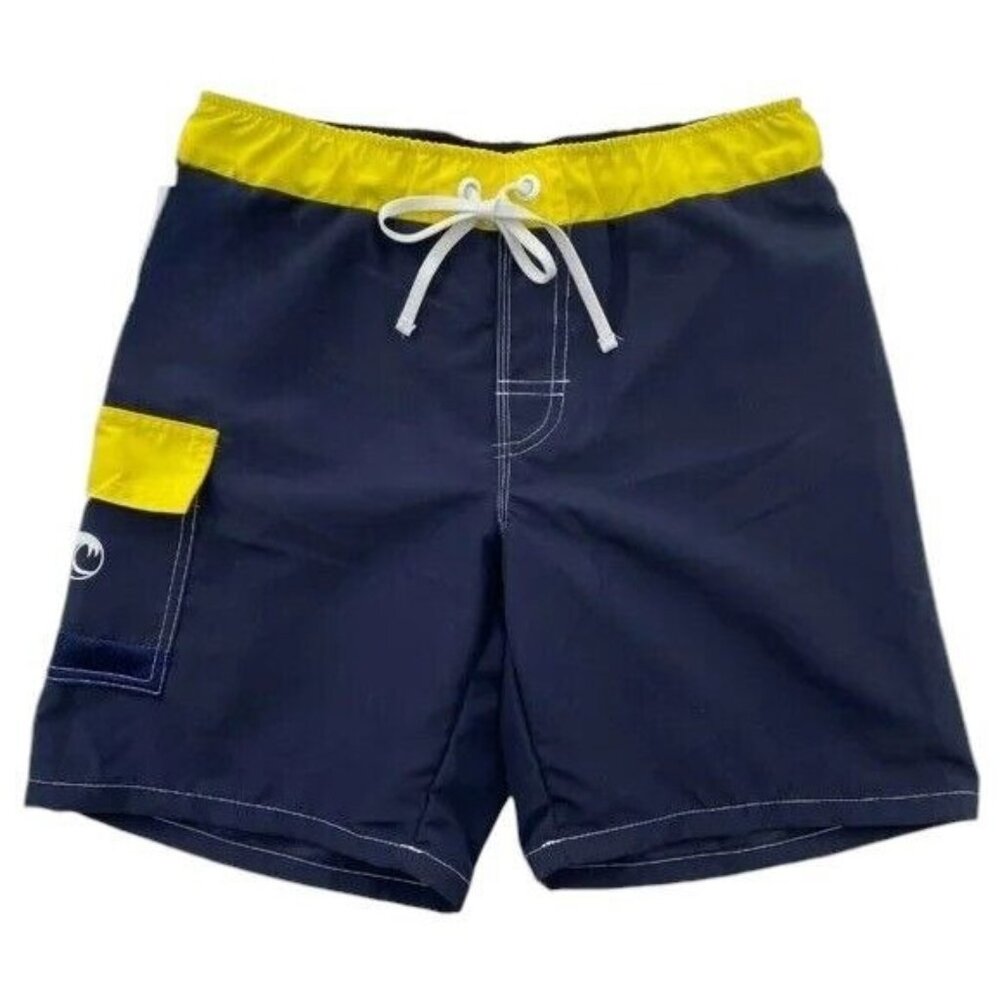 NoNetz Boy's Wave Swim Shorts Trunk Turq/Blue Anti-Chafe Liner sz S/6 UPF 50+